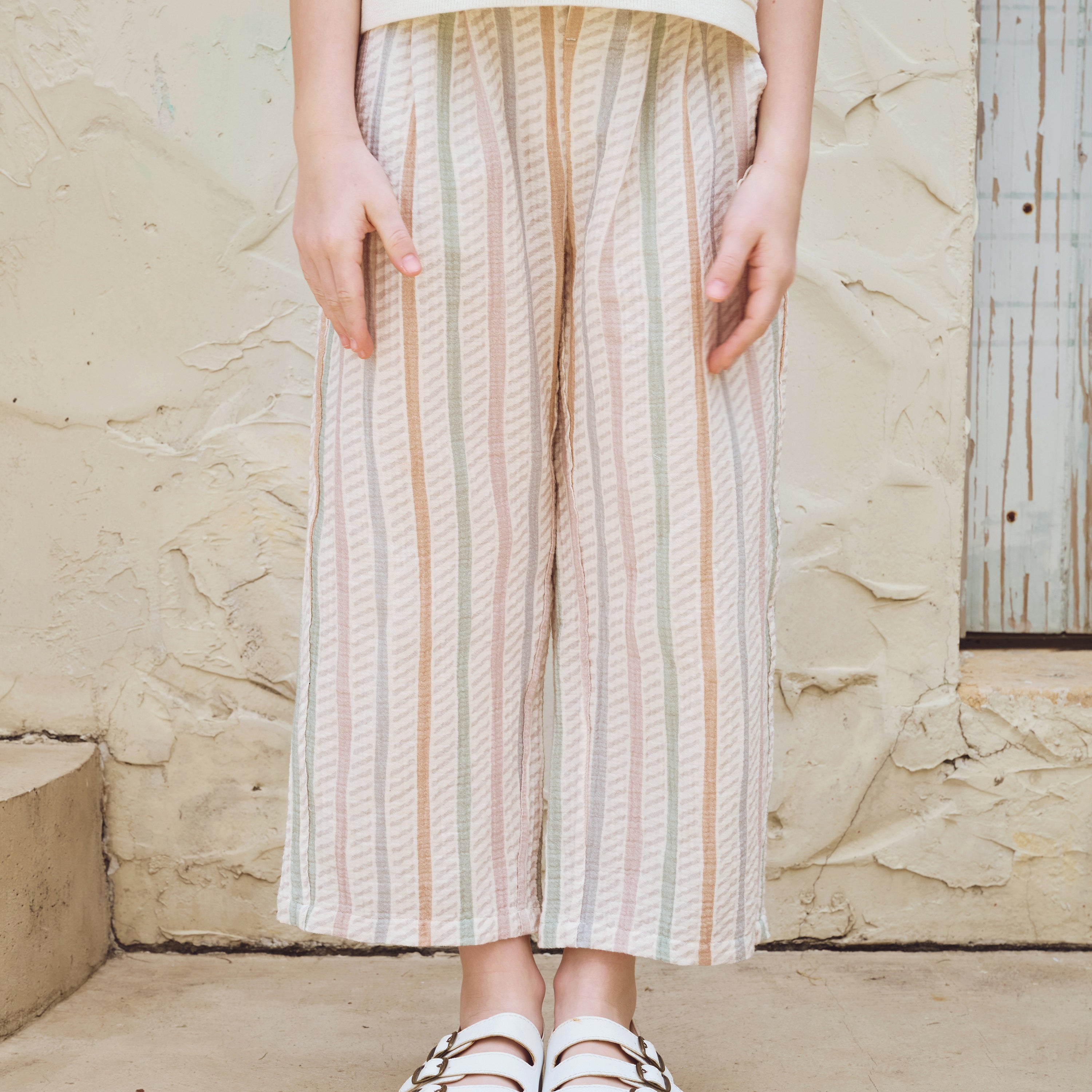 Wrinkled Muslin Wide Leg Pants