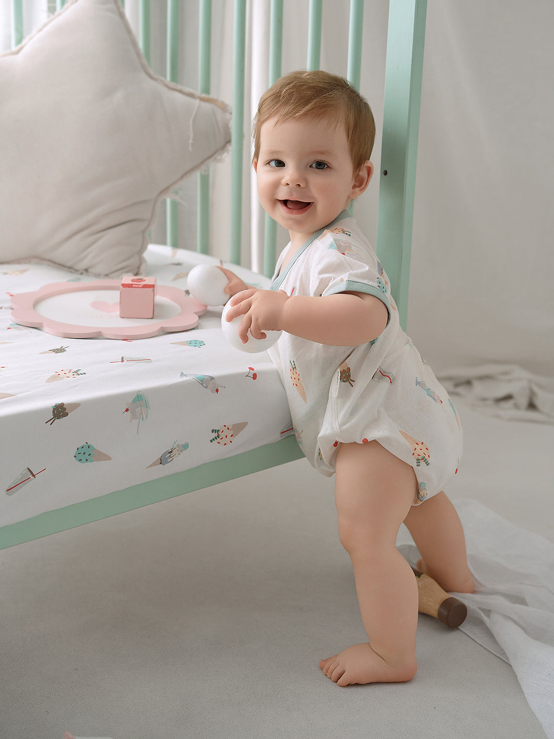 Jacquard Short Sleeve Kimono Onesie