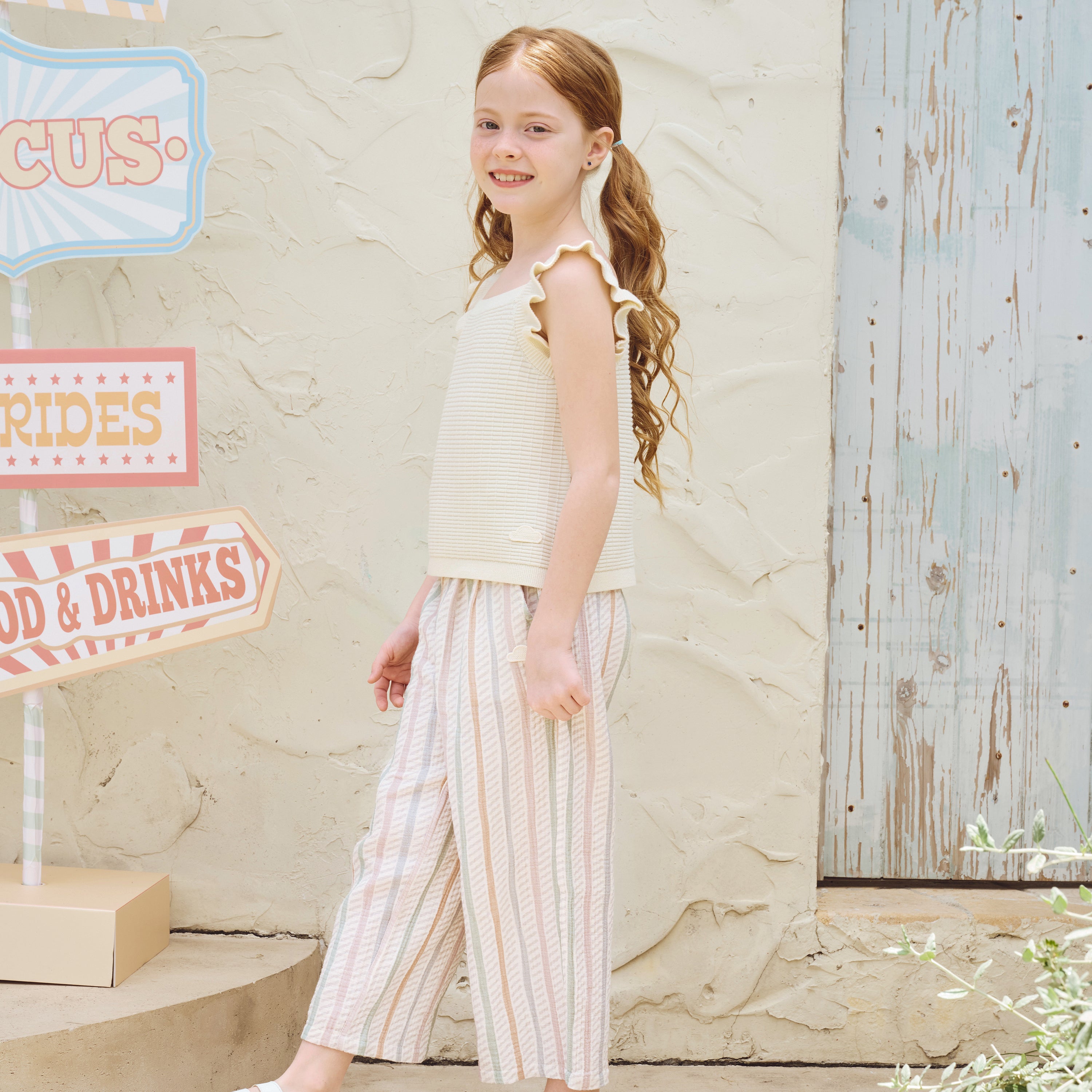 Wrinkled Muslin Wide Leg Pants