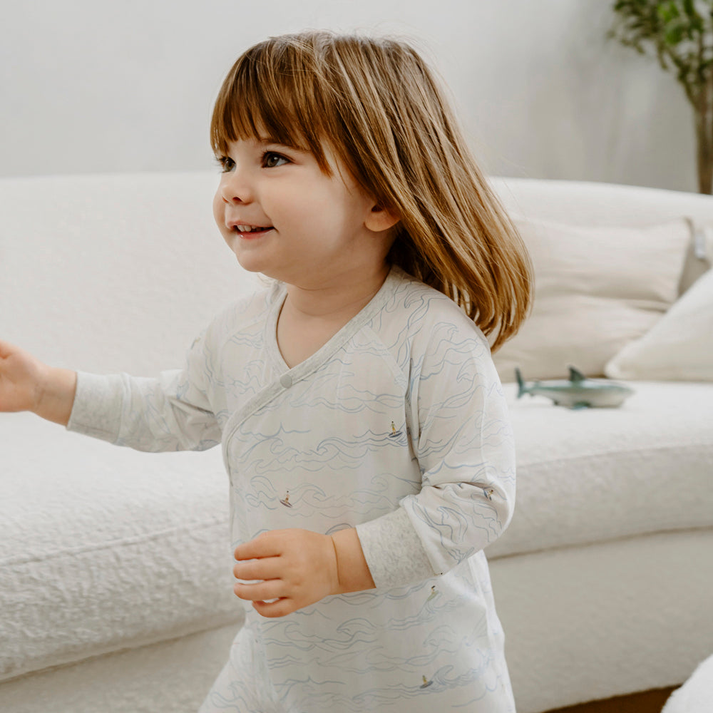 Avocado Bamboo Stretch Jersey Long Sleeve Kimono Romper