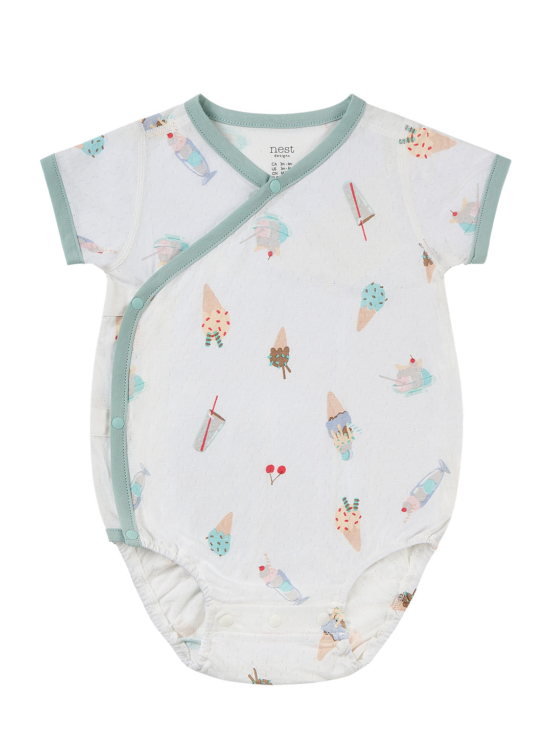 Jacquard Short Sleeve Kimono Onesie