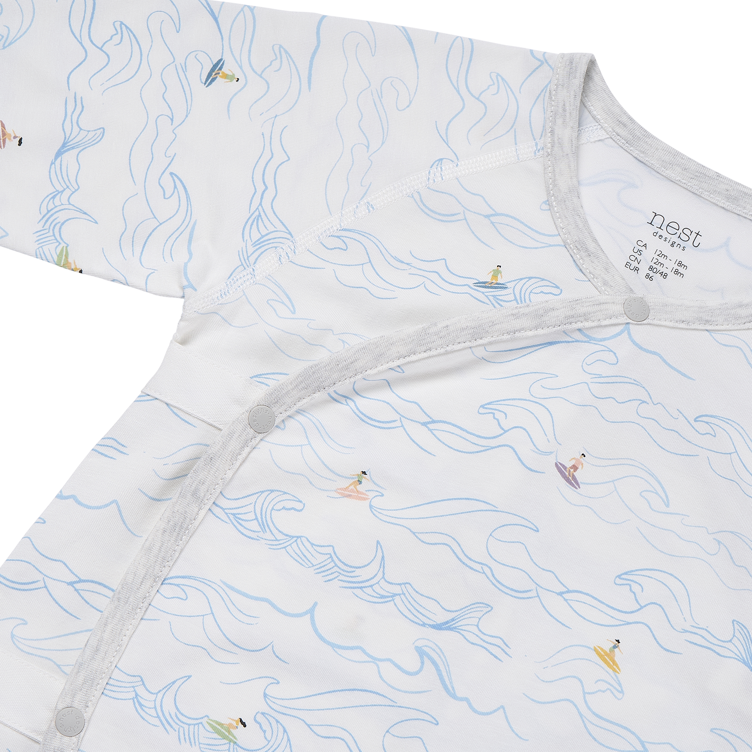 Avocado Bamboo Stretch Jersey Long Sleeve Kimono Romper