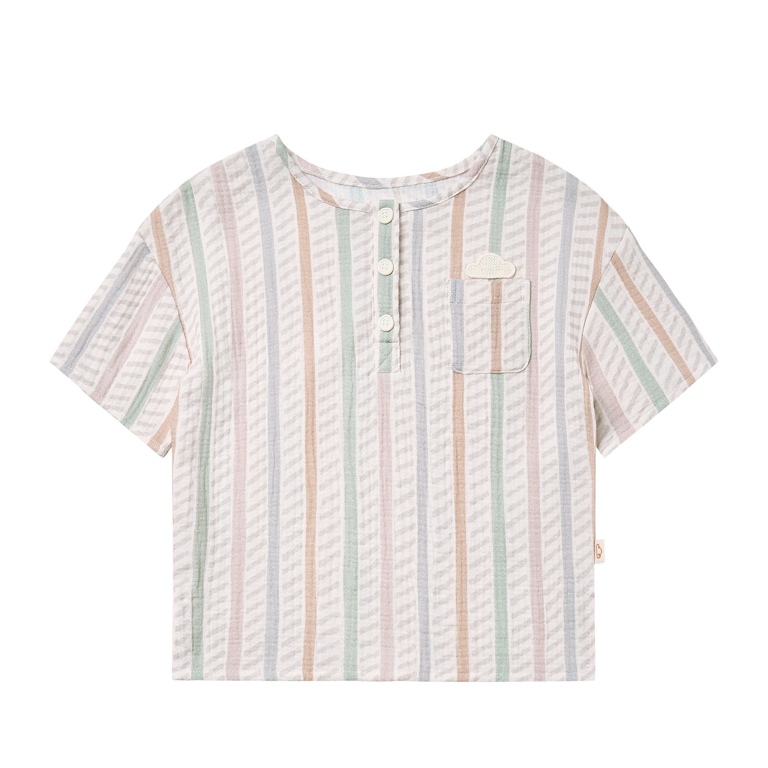 Wrinkled Muslin Henley Shirt