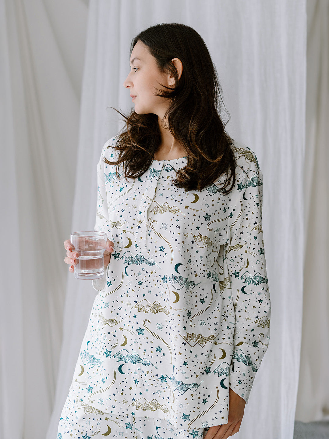 Combed Cotton Interlock Long Sleeve Nursing PJ Set