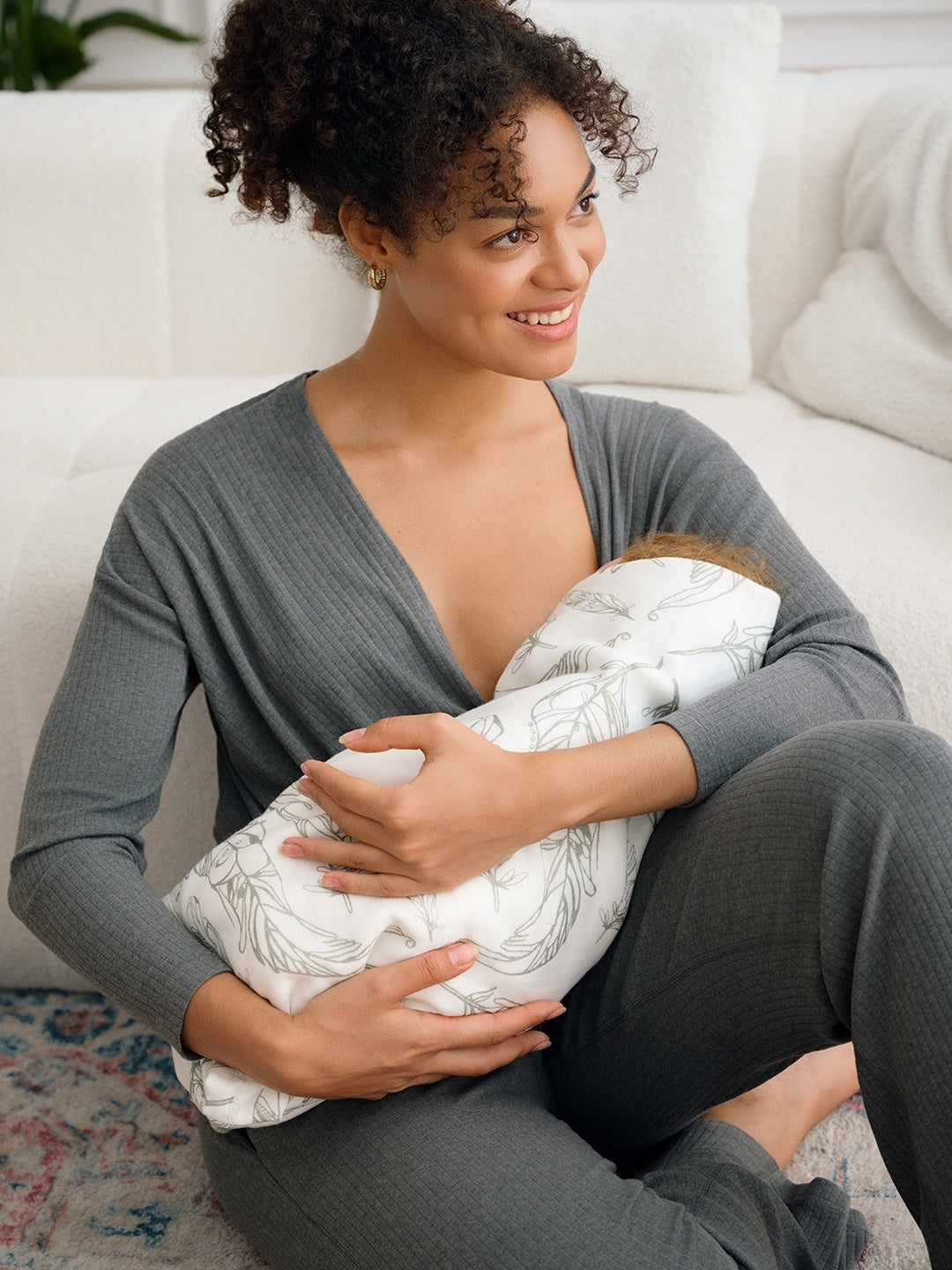 Rib Knit Women's V-Neck Nursing Top