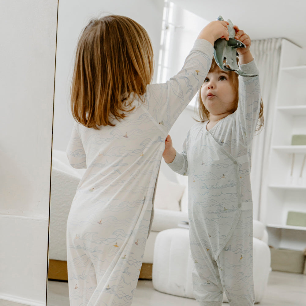 Avocado Bamboo Stretch Jersey Long Sleeve Kimono Romper