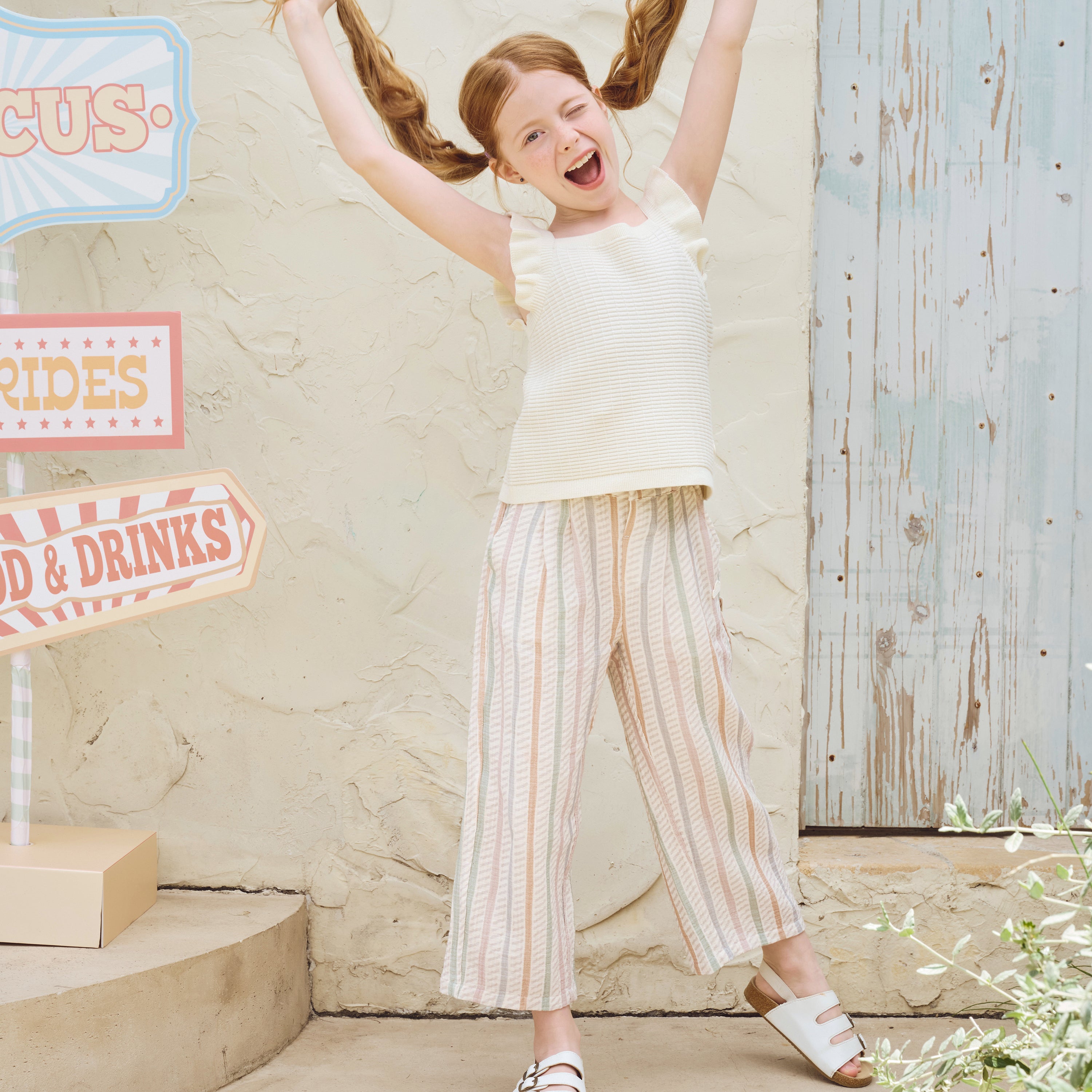 Wrinkled Muslin Wide Leg Pants