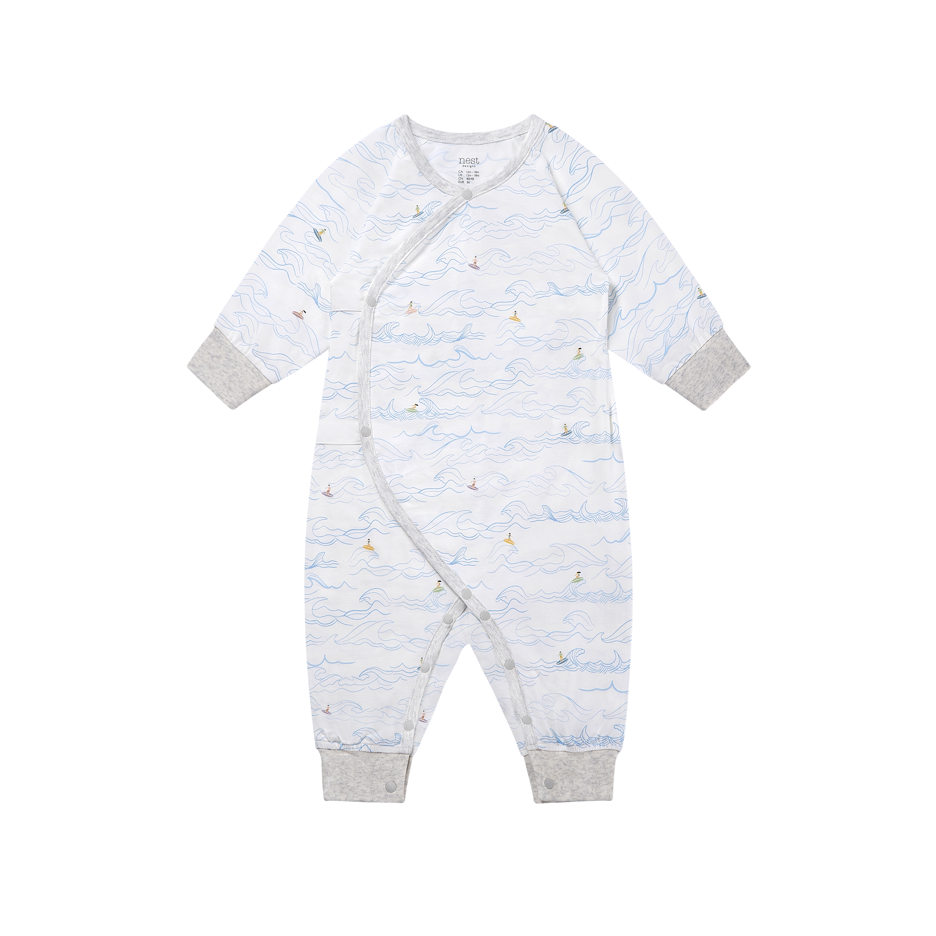 Avocado Bamboo Stretch Jersey Long Sleeve Kimono Romper